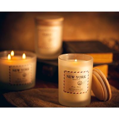 China Private Label Scented Candle Matte Glass Jar Smokeless Morden White Soy Wax Scented Candles for sale