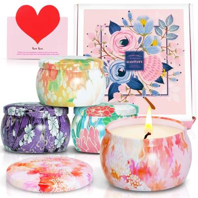 China Moreden Luxury Candle Gift Set Wholesale Tin Candle High Quality Scented Tin Candles Aroma Soy Wax for sale