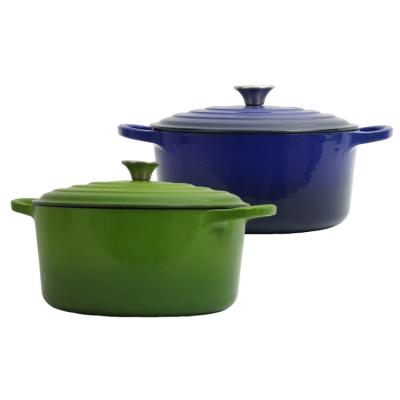 China Sustainable Enamel Cast Iron Colorful Casserole Seafood Soup Pots for sale