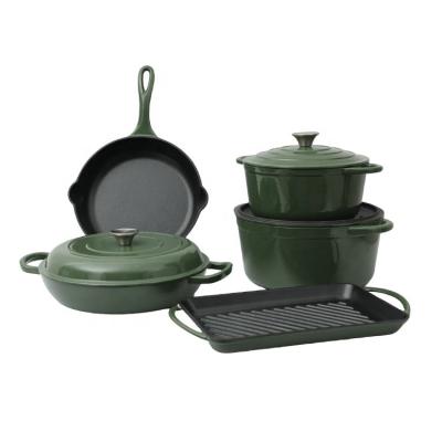 China Sustainable High Grade Kitchen Utensils Set Non Stick Cookware Set Color Green for sale