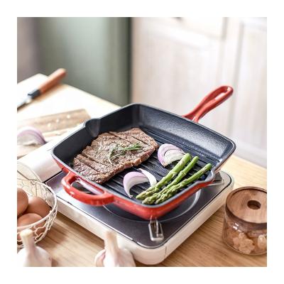 China General use for Grill Pan Square Enamel Steak Frying Pan For Sale Cast Iron Gas Cookware and Induction Cooker for sale