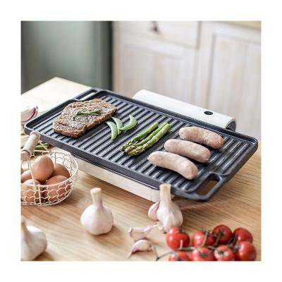 China General Use For Gas Cast Iron Non-Stick Pre-Seasoned Double Sided Grill Pan And Induction Cooker for sale