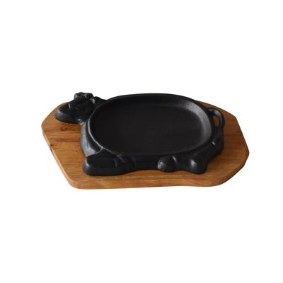 China Sizzling Sustainable High Quality Steak Plate Non Rust With Wooden Base for sale