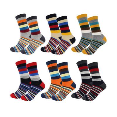 China Wholesale Custom Logo Women Socks Trend Striped High Quality Breathable Pattern Colorful Men Socks for sale