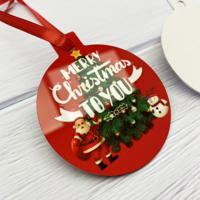 China Beautysub 1.3mm Aluminum Luster Sublimation White Foil Ornaments Double Sided Blanks Christmas Sublimation Metal Ornaments for sale