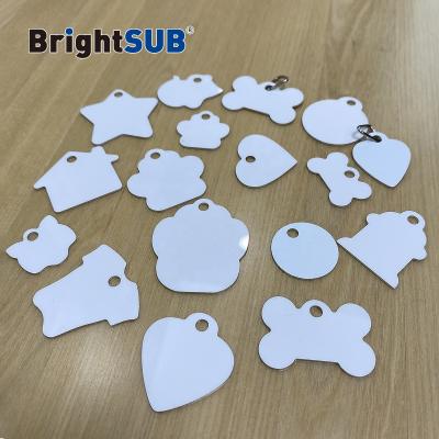 China BrightSUB 0.75mm double sided matte white sublimation pet tag cat tag aluminum heat transfer printing photo business gift glossy coated mask for sale