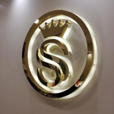 China Retail Store Mirror Finished Stainless Steel Acrylic Backlit LED Logo Sign 3D Letter Signs for sale