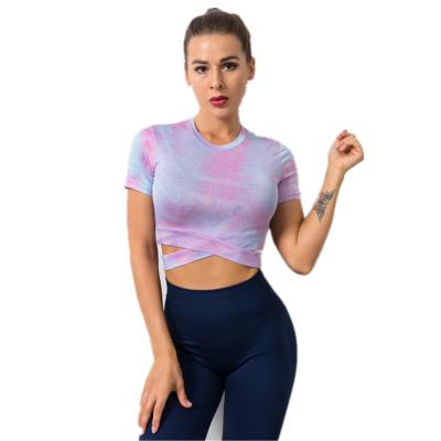 China Breathable Ladies Tie Dye Summer Fashion Clothes Sports Yoga Apparel Superior Light Weight And Quick-drying for sale