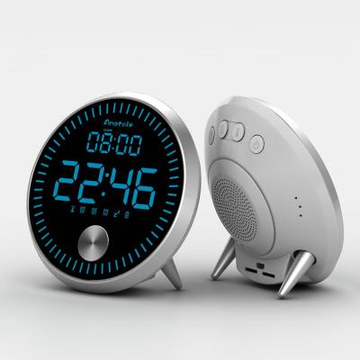 China LUMINOVA High Quality Round Metal LED Digital Alarm Clock with Chargeable Battery for sale