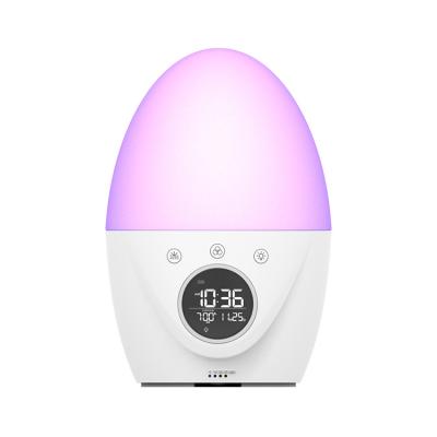 China LUMINOVA New Ce Rohs Wake Up Light Creative Sunrise Alarm Clock Round Table Digital Led Clock for sale