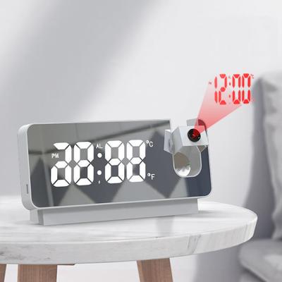 China Calendars Table OEM Time Projector Alarm Clocks With Wall Lazer Digital Mirror Led Projection Clock For Bedrooms for sale