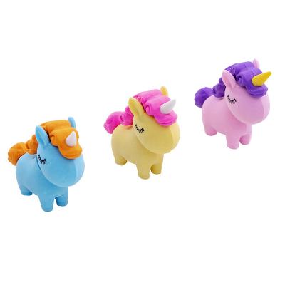 China 3D Assembly/Eco-friendly/Cute/Novelty/Manual/Wholesale Fancy/Promotional/Custom Mini Cute Cartoon Unicorn Rubber Eraser for sale