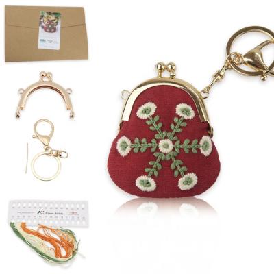 China Wholesale Durable Embroidery Hand Coin Bag Key Ring Material Package DIY Handmade Purse for sale