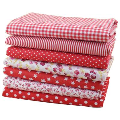 China Wholesales 7pcs/set Print Plain Viable Custom Red Quilt DIY Woven Fabric Cotton Fabric DIY Woven Fabric Home Patchwork Canvas Fabric For T-shirt Bedding for sale