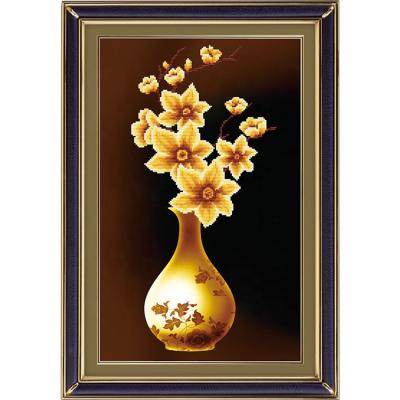 China Crystal Point Diamond Painting For Wall Decor European Modern Elegant Yellow Flower Cross DIY for sale