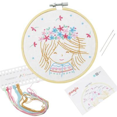 China Europe Wholesale Embroidery Sewing DIY Kit For Girl Garland Girl Decoration Sewing Bamboo Embroidery Circle for sale