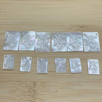 China Wholesale FASHIONABLE Custom Square BROOM Natural Sea Shell George and Dragon Pendants Charms DIY Jewelry Making Accessories for sale