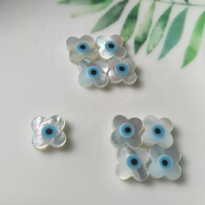 China Hot Shell BROOM Shell Evil Eye White Mother of Pearl Four Leaf Clover Beads For Jewelry Making Accessories for sale