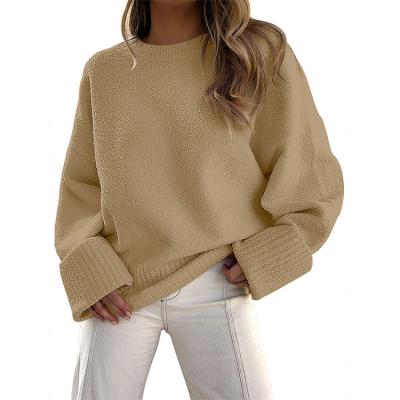 China Anti-Wrinkle Women's Crewneck Long Sleeve Top Fuzzy Knit Chunky Warm Pullover Oversized Sweater for sale