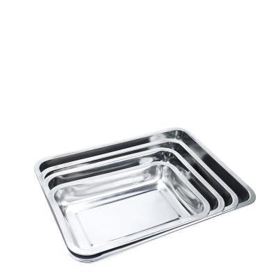 China Stainless Steel Plates Rectangular Square Serving Tray For Food 2/4.8/7/10cm Flat Bottom Meat Tray Deep Square Tray JTD-A015 for sale