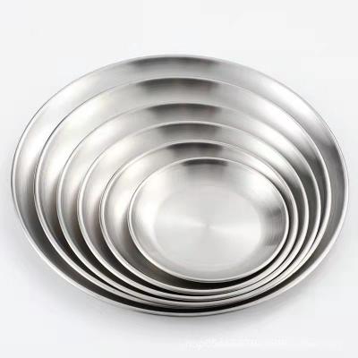 China Viable Korean BBQ Dish Stainless Steel Dish Dessert Thick Gold Buffet Dish Steak Fruit Western Style Dish for sale