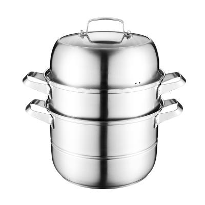 China Sustainable 304 Stainless Steel Three-layer Food Cookware Family Hotel Family Hotel Steamer 16cm-40cm for sale