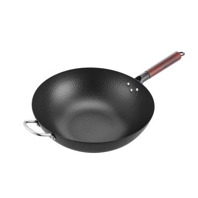 China General Use for Gas and Induction Cooker Kitchen Cooking Non Mold Handle Stick Pot Cast Iron Household Wooden Skillet 30cm 32cm 34cm for sale