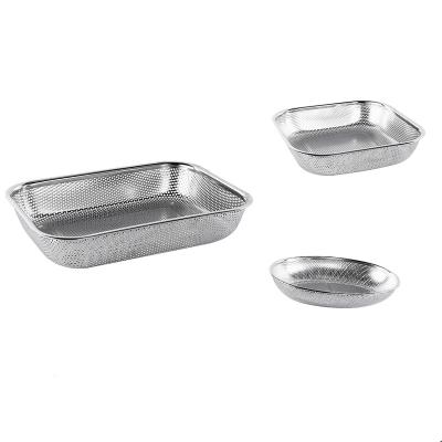 China Viable Square Hole Household Stainless Steel Fine Drain Basket for sale