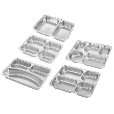 China Stainless Steel Dish Bulk Split Dish Sustainable Fast Food 3 Compartments 3 Lunch Boxes Quality 5 Split for sale