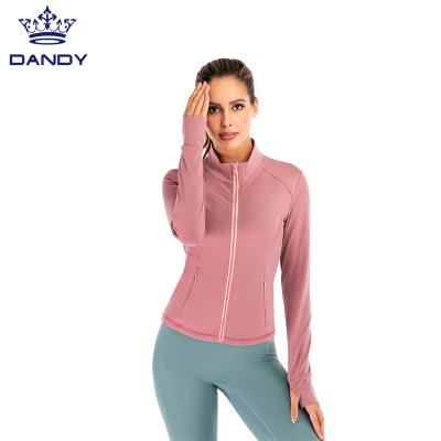 China In-Stock Pink Yoga Wear Jacket Breathable Workout Clothes Quick-drying Long Sleeve Women's Sports Running Jacket for sale