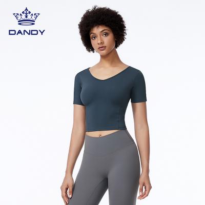 China Sports 2022 New Style Yoga Quick Dry T-shirt Breathable With Comfortable And Breathable Wear Nylon Custom Wholesale For Women for sale