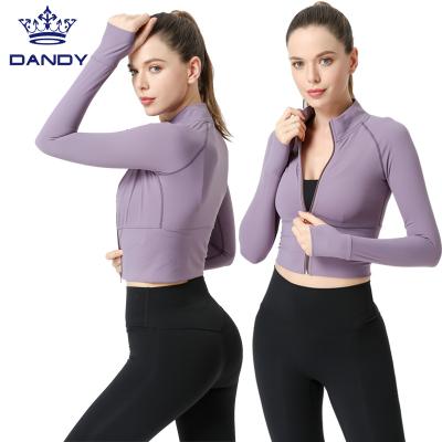 China Breathable Custom Made High Quality Spandex Women Running Yoga Zipper Top Jackets for sale