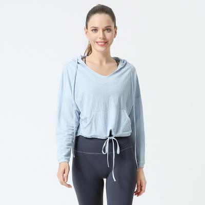 China Wholesale Breathable Seamless Polyester Long Sleeve Fitness Yoga Wear Active Hoodie Sport Wear Hoodie Woman for sale