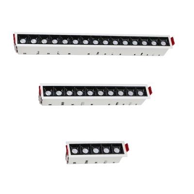 China Modern Modern Office Energy Saving Multiple Heads Aluminum Down Light 20W LED Grille Linear Lamp Ceiling Recessed Led Grille Light for sale