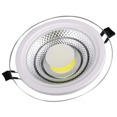 China Hotel OEM factory supply 3 color cob downlight 18w ceiling lead glass panel light for sale