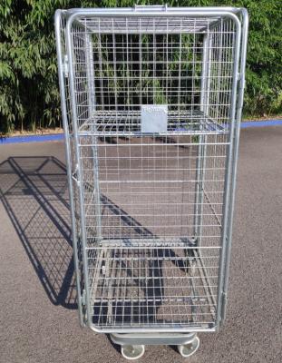 China Folding And Stackable Stackable Roll Cage Trolley / Storage Roll Mesh Container for sale