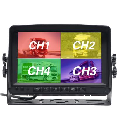 China Start working automaticly by flipping 24V DC 4Pin Connector AHD IPS 7 Inch LCD Slot Rear View Monitor DVR Backup Input Support 4 Channels for sale