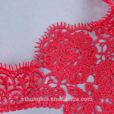 China Fashion fabric 100% viable polyester embroidery pattern lace applique for clothes decoration for sale