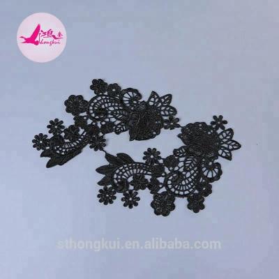 China Sustainable New Design Mesh Polyester Net Embroidery Lace Water Soluble Black Lace Appliques In China for sale