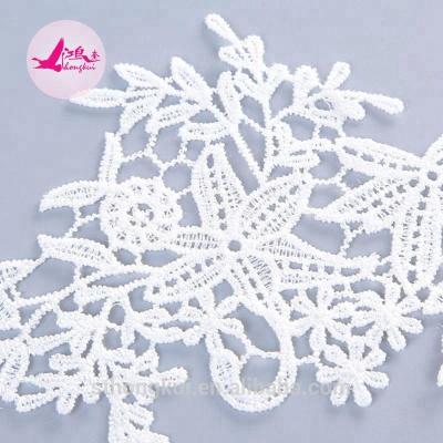 China Viable Custom Net Mesh Polyester Embroidery Fabric Guipure Lace Applique For Clothes Decoration for sale