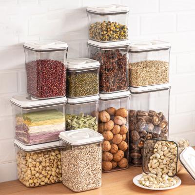 China 800/1400/2400ml Multifunctional Clear Square Plastic Pet Food Freshness Preservation Jars Airtight Food Storage Container Kitchen Jar Storage Set for sale