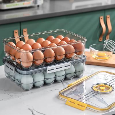 China Freshness Preservation Storage 18 Grid Refrigerator Anti-fall Plastic Stackable Layered Egg Storage Drawer Box With Lid for sale