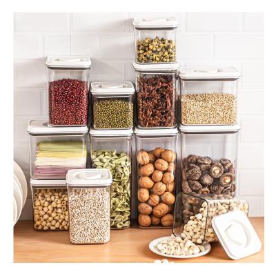 China Freshness Preservation Large Rectangle Kitchen Organizers Plastic Sealed Airtight Cereal Food Storage Box Containers Set for sale