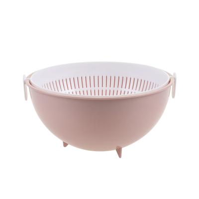 China Sustainable Plastic Kitchen Vegetable Fruit Rice Washing Double Vegetables Wash Drain Basket for sale