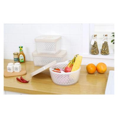 China Viable white kitchen fruit and vegetable washing drain basket pp storage box for sale