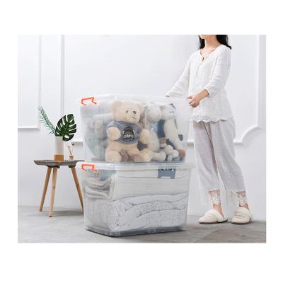 China 30 40 50 60 70 100 Liters Viable Large Container Storage Box Home White Clear Plastic Storage Bin With Lids for sale