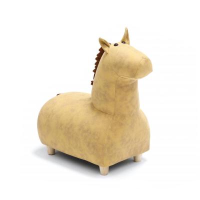 China Cute Modern Design Loved By Children Kids Ottoman Animal Stool And Wooden Leg Pony Shape Ottoman for sale