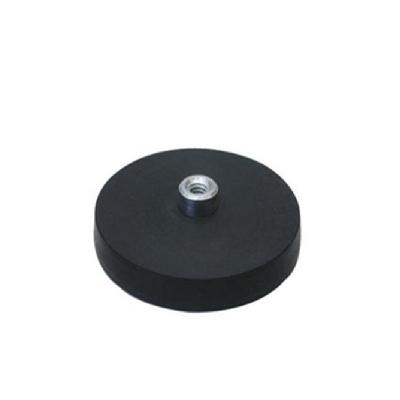 China Industrial Magnet Round Base Rubber Coated Disc Pot Magnets With Outside Wire for sale