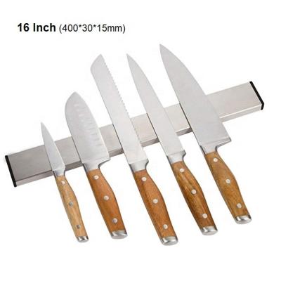 China Magnetic Stocked Kitchen Knife Strip Holder Stainless Steel Adhesive Block Knife Holder 16 Inch Magnetic Knife Holder for sale