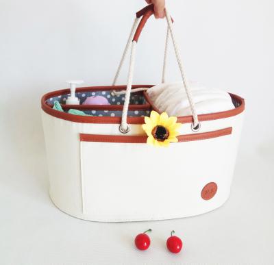 China New Arrival Eco-friendly Amazing Design Round Bottom PU Leather With Rope Handle Large Baby Diaper Cart for sale